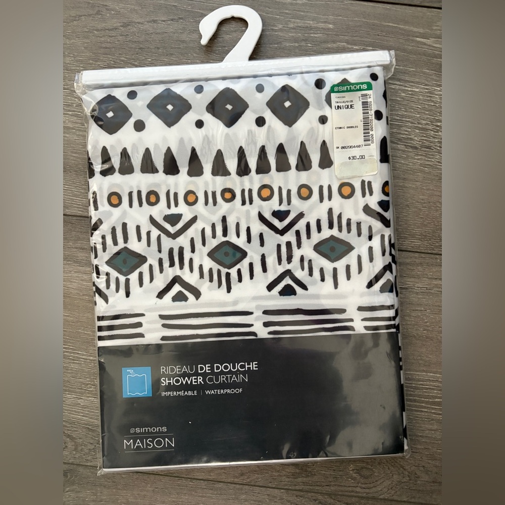 🛁 Simons Maison Monochrome Geometric Shower Curtain -NEW!